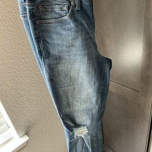 Torrid Blue Slim Jeans with Vintage Distressed Look